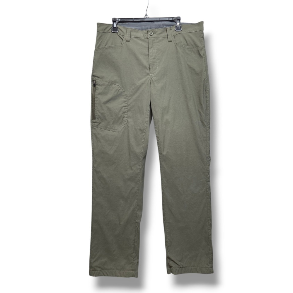 Eddie Bauer Fleece Lined Tech Pant Men 36 x 32 Green Softshell Utility UPF Cargo